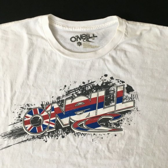 #87 O'Neill Co Short Sleeve White T-Shirt Men's L Crew-Neck Standard Fit Cotton - Picture 7 of 8